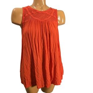 Liz Lange Maternity Orange Crochet Top XSmall‎ Sleeveless Blouse Fall Layer